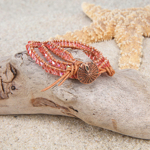 Coral Swarovski Crystal Beaded Bracelet