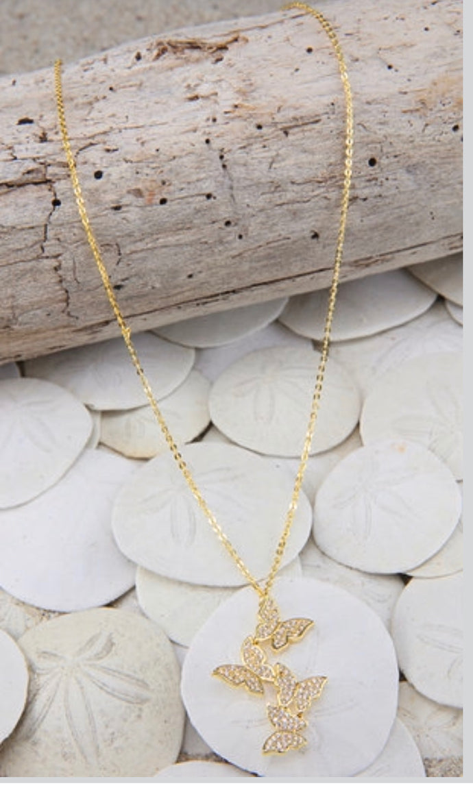 18k Gold Plated Cubic Zirconia Butterfly Chain